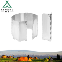 Pare-brise de réchaud de camping à gaz en aluminium pliable avec sac de transport argent étanche toutes saisons Kit de survie d'outils de camping