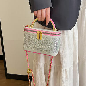 Trendy Stylish Fashion Chain Handbag Luxurious Women's Box-Shaped Handbag High-End <b>Sparkling</b> Diamond Crossbody <b>Bag</b> - Product Image 6