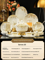 Luxuriöses Gold-Blumen-Knochenporzellan-Geschirrset Elegante Keramikschalen und -teller für Zuhause, Hochzeiten und Bankette Spülmaschinenfest