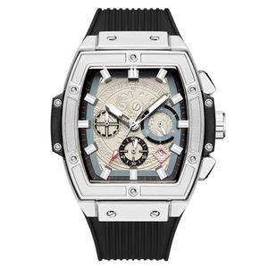 Elegante Reloj de Hombre con Forma de Barril, Reloj de Cuarzo Cronógrafo de Silicona Multifuncional para Exteriores - Product Image 2