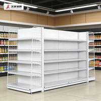 Étagères de supermarché JIUSHUN multi-usages, légères, à double face, métalliques, personnalisées pour les magasins de détail
