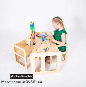 Lm trẻ em bằng gỗ Montessori phòng ngủ Sofa ghế đồ nội thất trẻ em ghế đọc sách với chân Phân trẻ em ghế và bảng - Product Image 2