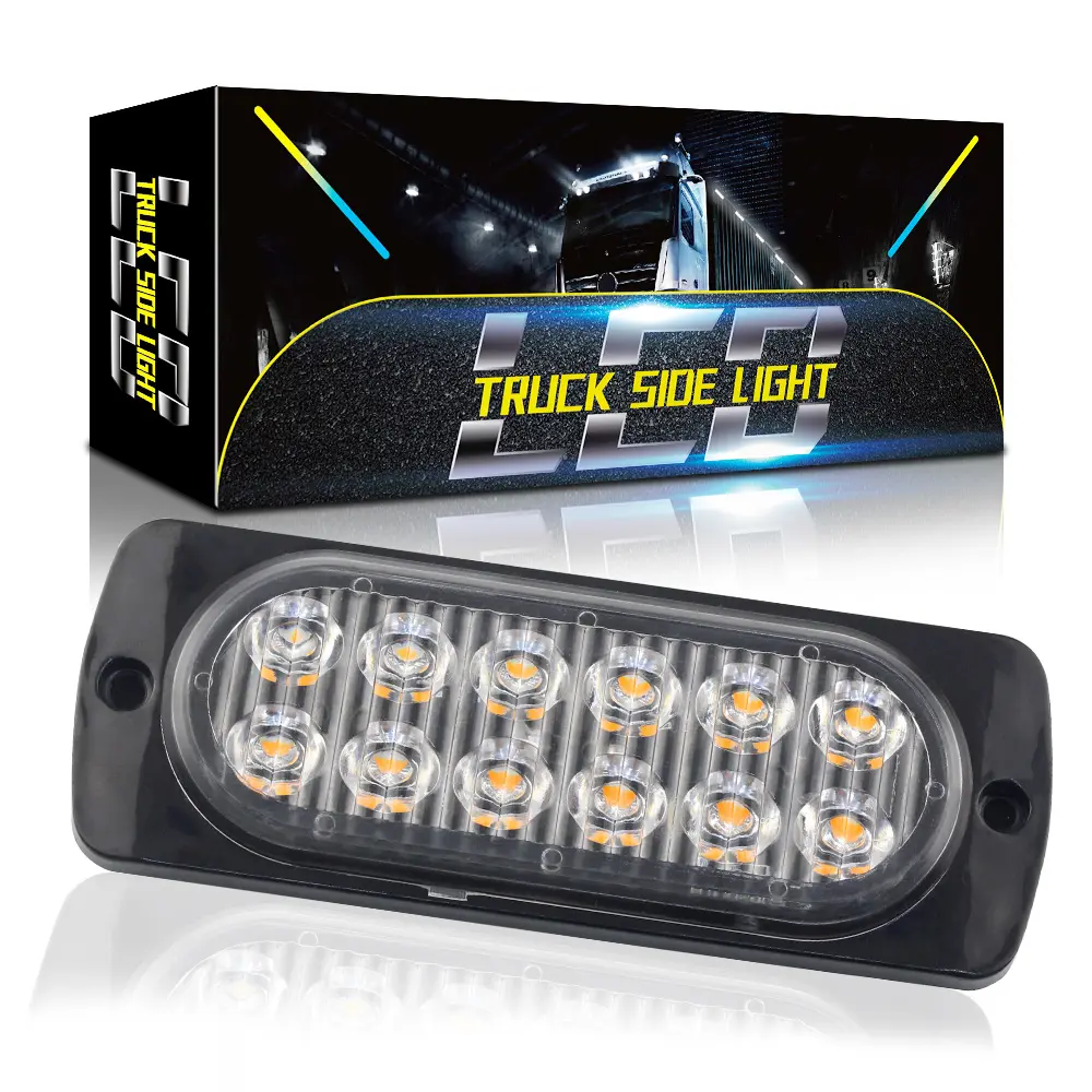 LIGHTOWL ไฟเตือนฉุกเฉิน12V-24V,ไฟรถยนต์แบบบางเฉียบ12LED 36W สำหรับรถบรรทุกมอเตอร์ไซค์ไฟแฟลช LED IP65