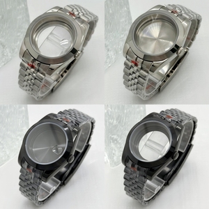 Boîtier de montre en acier inoxydable noir de 36/39 mm avec bracelet Jubilee, boucle réglable, compatible avec les mouvements <span class=keywords><strong>Seiko</strong></span> <span class=keywords><strong>NH35</strong></span>/NH36/NH38 - Product Image 3