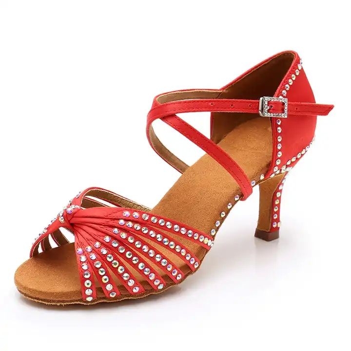 Custom Latin Dance Shoes With Diamond Female Adult Medium Heel