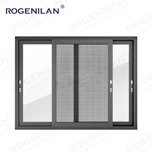 Rogenilan Canada Slides <strong>Window</strong> <strong>With</strong> <strong>Mosquito</strong> <strong>Net</strong> Black Aluminum Profile Low-e Glass Sliding <strong>Windows</strong> Price - Product Image 3