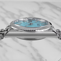 Reloj Formal Clásico para Hombre con Logotipo Personalizado, Movimiento SW200, Fecha, Esfera Azul, 36MM, Acero Inoxidable 316L, Reloj de Pulsera Mecánico Automático