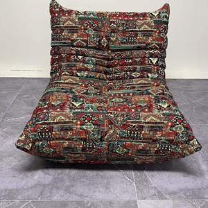 Divano BohemianTogo in ciniglia, modello a gusci di farfalla, con motivo etnico, colorato, stile boho, ondulato, per soggiorno. - Product Image 2