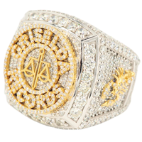 Anneaux de championnat en argent sertis de diamants, testés au diamant, design personnalisé haut de gamme, bijoux fins pour hommes