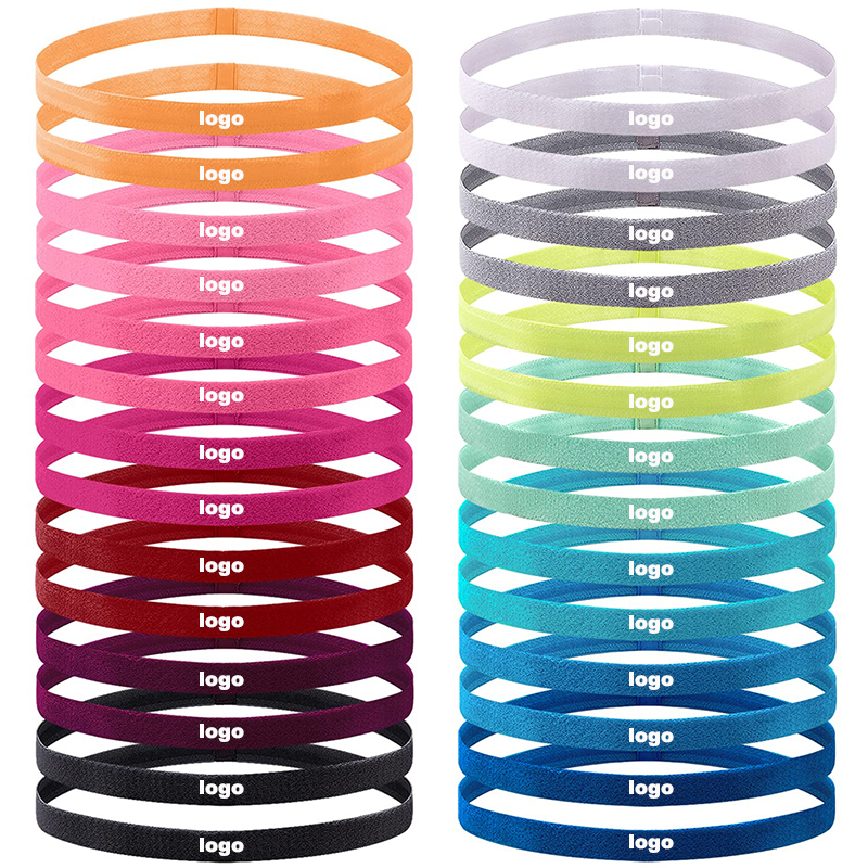 Custom logo fashion colorful sweatband workout hairband sports grip yoga nonslip elastic head band for men women