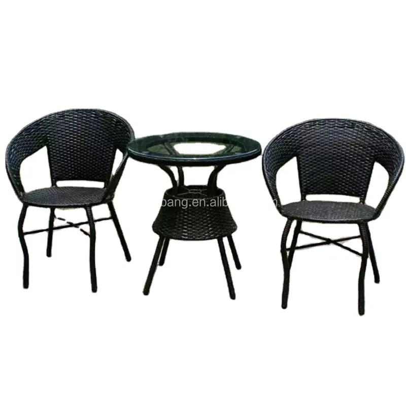 Small Wicker PE Plastic Restin Rattan Outdoor 60センチメートルTable Chairs Set