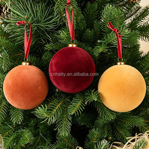 Boules de Noël en velours faites à la main, écologiques, de haute qualité, 8cm, 10cm, 15cm, 20cm, pour la décoration de l'arbre et des fêtes à la maison, vente en gros usine - Product Image 1