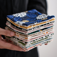 Ensemble de sous-verres carrés en verre personnalisés, modernes, en coton et lin, avec motif brodé sur mesure, sous-verres carrés en lin pour tasses à thé