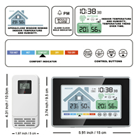Station météo à écran tactile 5055C, horloge numérique LCD avec alarme, moniteur de température et d'humidité intérieure/extérieure, rétroéclairage