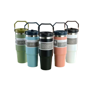 2025 Emerit gros Logo personnalisé 20oz 30oz gobelet de voyage de voiture isolé sous vide à double paroi avec poignée embout pliable - Product Image 2