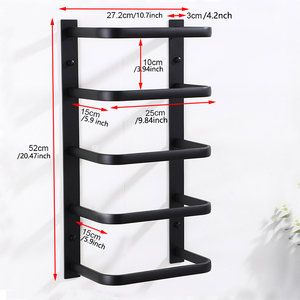Hiện đại Matte đen 5-Layer khăn giá phòng tắm Rack khăn kệ và chủ - Product Image 4