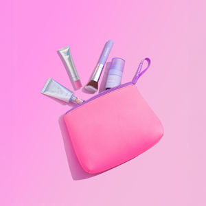 Pochette à monnaie portable avec logo personnalisé, mignonne, rose, mini sac cosmétique en néoprène - Product Image 1