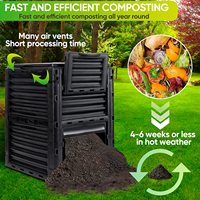 Composteur durable à grande capacité 300L, 4-6 semaines pour obtenir de l'engrais, plusieurs évents, facile à assembler, pour le jardin extérieur
