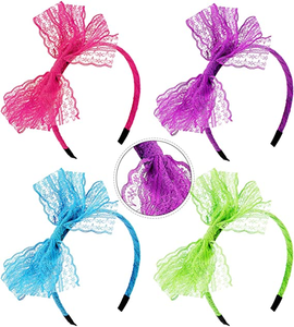 <strong>80s</strong> Party Costume Jelly Bracelets Gloves Fingerless Fishnet Wrist Gloves <strong>80s</strong> Lace <strong>Headband</strong> for <strong>80s</strong> Themed Party - Product Image 2