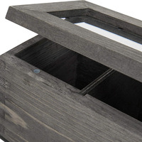 Boîte de rangement pour sachets de thé en bois gris rustique, organisateur de sachets de thé en bois avec couvercle à charnière, fenêtre transparente et compartiments divisés