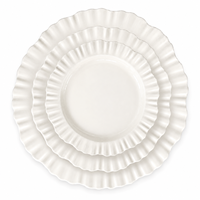 Assiette à dîner en céramique blanche à bord festonné, assiette de service en porcelaine pour mariage, vaisselle de table pour la maison