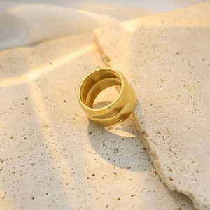 Minimalist Double <b>Ring</b> <b>Titanium</b> Steel Geometric Shape Unisex Fashion Jewelry Gift - Product Image 2