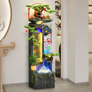 Aquarium à eau circulante de style chinois avec décoration de rocaille rétroéclairée pour la maison, le bureau ou comme cadeau - Product Image 1