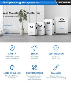 Аккумуляторная система Sunwave 8000 Cycle для домашнего хранения энергии, настенная, LiFePO4, 51.2В/48В, 314Ач/200Ач/100Ач, 5кВтч/10кВтч/16кВтч/21кВтч. - Product Image 4
