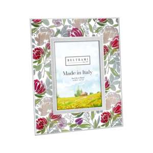 Beltrami Photo <b>Frame</b> <b>4x6</b> Silver Plated Floral Design Made in Italy - Product Image 1