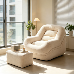 Sillón Plegable de Corduroy, <span class=keywords><strong>Silla</strong></span> de Estilo Barrel Extra Grande con Base Estable, Sin Movimientos Bruscos, Perfil Bajo, para Sala de Estar, Dormitorio, Apartamento, Rincón de Lectura - Product Image 1