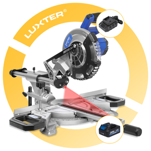 LUXTER 20V <strong>Cordless</strong> Sliding Miter <strong>Saw</strong> Woodworking Bench Top Power <strong>Saws</strong> <strong>with</strong> 1 Pc 4Ah <strong>Battery</strong> <strong>and</strong> 1 Pc 2A <strong>Charger</strong> - Product Image 1