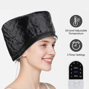 Chapeau chauffant électrique noir pour soins capillaires, avec vapeur thermique et température réglable pour usage domestique - Product Image 2