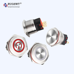 Interruttore a pulsante in metallo illuminato IP67 da 22mm 2NO2NC con LED R/<span class=keywords><strong>G</strong></span>/<span class=keywords><strong>B</strong></span>/<span class=keywords><strong>Y</strong></span>/W, tipo blocco/momentaneo - Product Image 1