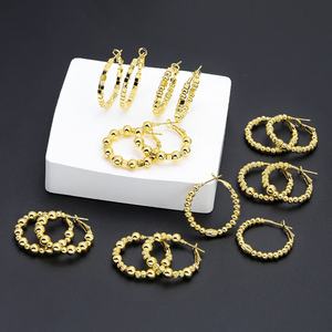 Boucles d'oreilles créoles tendance JXX pour femme, en laiton plaqué or 24 carats, petites, élégantes, idéales pour mariages, fêtes et cadeaux - Product Image 1