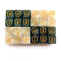 Dés en plastique acrylique 16mm 1-12 Cube marbre D6 pour accessoires de jeu