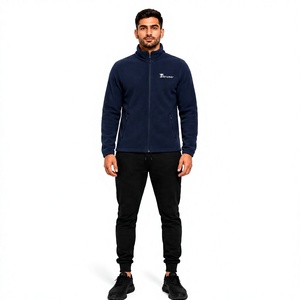 Chaqueta Polar Azul Marino para Hombre, Cuello Alto, Cierre de Cremallera, Transpirable, Informal, con Bolsillos con Cremallera, Logotipo Frontal, Invierno, Personalizable - Product Image 1