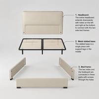 WINMAX Lit Moderne de Luxe en Cuir Véritable Rembourré, Confortable, Taille King Queen, Modulaire pour Maison et Hôtel 2521