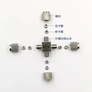 Conector de Compresión de 3 Vías LJFLO de 1/4 de Pulgada de Acero Inoxidable para Líneas de Gas, Uso en Laboratorio - Product Image 3