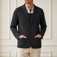 Old Money Herren Wollmischung Strickjacke Maschinenwaschbar Maßgeschneiderte Schulterpartie Gerippter Saum Warm Weich Direkt vom Hersteller Kundenspezifisch OEM