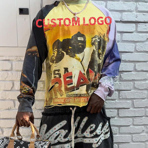 Op maat gemaakte all-over print AOP discharge print direct-to-garment DTG acid wash heren longsleeve <span class=keywords><strong>t</strong></span>-shirts met aangepast logo - Product Image 2