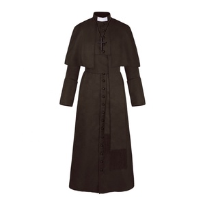 Color sólido sacerdote disfraz Halloween padre bata <span class=keywords><strong>Medieval</strong></span> Vintage Cosplay Iglesia proveedor al por mayor - Product Image 3
