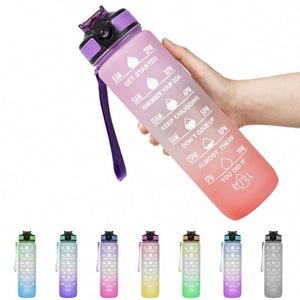 ขวดน้ำพลาสติก Tritan ขนาด 1 ลิตร 32 ออนซ์  แบบไล่เฉดสี  ปลอดสาร BPA  สำหรับออกกำลังกาย ฟิตเนส กีฬา ป้องกันการรั่วซึม  ปากกว้าง  รุ่น Hot - Product Image 2