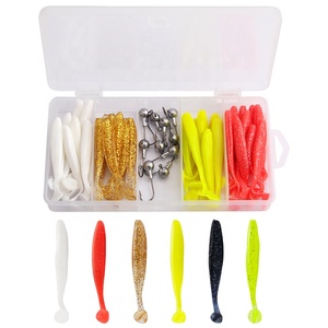 Juego de Señuelos de Pesca Suaves con Cola en T, Combinación de Anzuelos de Plomo, Jigs de Gel de Sílice, Cebo Artificial, Señuelos Blandos - Product Image 1