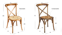 Vente en gros de chaises modernes en bois massif X avec dossier croisé et coussin en rotin pour mariage, restaurant, chaises d'extérieur