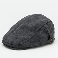 Casquette de conduite unisexe en microfibre suédée gris anthracite foncé avec boucle métallique et sangle réglable pour l'hiver et l'extérieur au quotidien