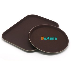 Restaurant Bar Pub Dinner Round Rectangle Plastic Skid Proof Non Slip Food Serving Tray