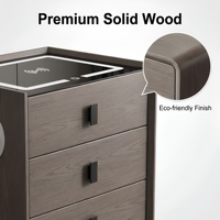 Table de chevet moderne minimaliste en bois massif nordique à trois tiroirs, plateau en verre trempé, sur mesure, multifonctionnelle, rangement pour chambre à coucher