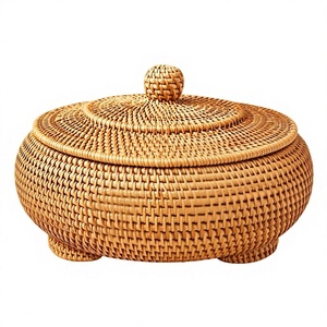 Panier à fruits en rotin naturel fait main, bol de service en osier, décoration rustique bohème pour la cuisine, la salle à manger et la maison - Product Image 1