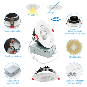 Plafonnier encastré rond COB LED anti-éblouissement de 4 pouces, en aluminium moulé sous pression, 2700K-5000K, 12W, éclairage intérieur - Product Image 4