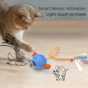 Nouvelle balle interactive automatique pour chat électrique rechargeable par USB résistante aux morsures en silicone intelligente avec plume pour chats d'intérieur - Product Image 2